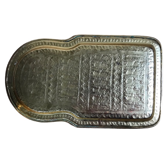 2 Piece Set Turkish Samovar Gold Plated Tea Coffee Ornate Engraving Tray and Pot - Picture 4 of 16